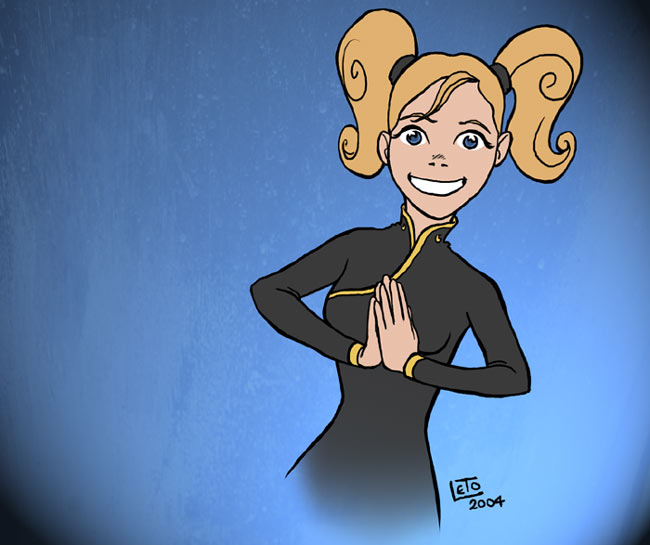 Caricature of cute martial artist